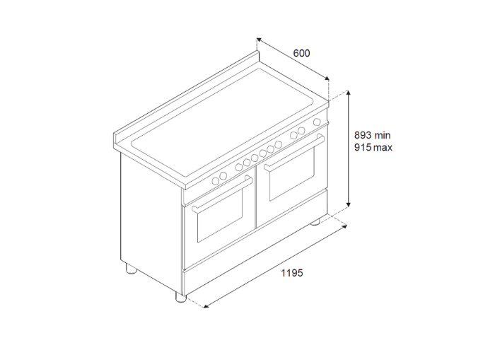 120 cm induction top + griddle, electric double oven | Bertazzoni